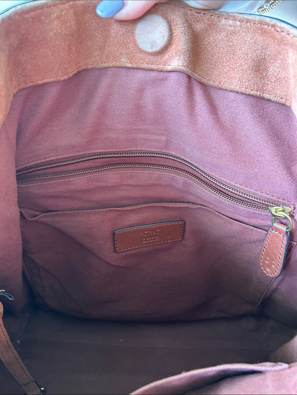 Frye Cognac Leather Tote with matching Wristlet - Picture 7 of 9